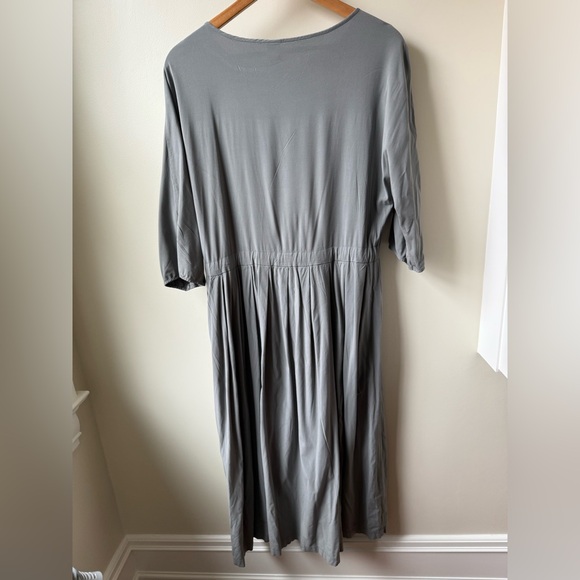 THE FROCK NYC Midi Dress Dolman T Shirt Soft Stretch Basic Tie Comfy Modest M - Picture 2 of 6